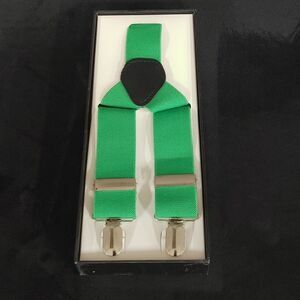 MEN'S FERRECCI SOLID KELLY GREEN CLIP END SUSPENDERS.